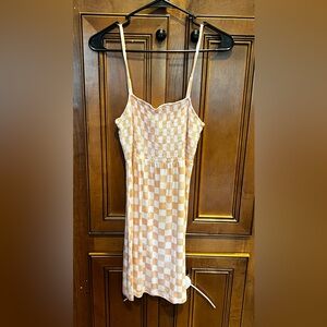 Forever 21 Peach Checkered Midi Dress
